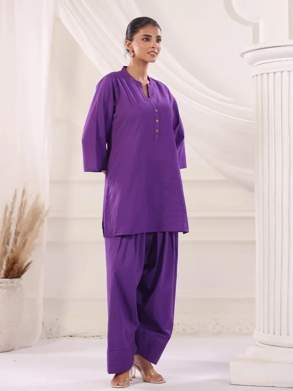 Purple Kurta and Trouser Set